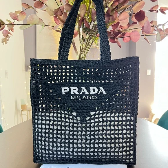 Prada | Bags | Sold New Prada Raffia Crochet Tote Bag | Poshmark